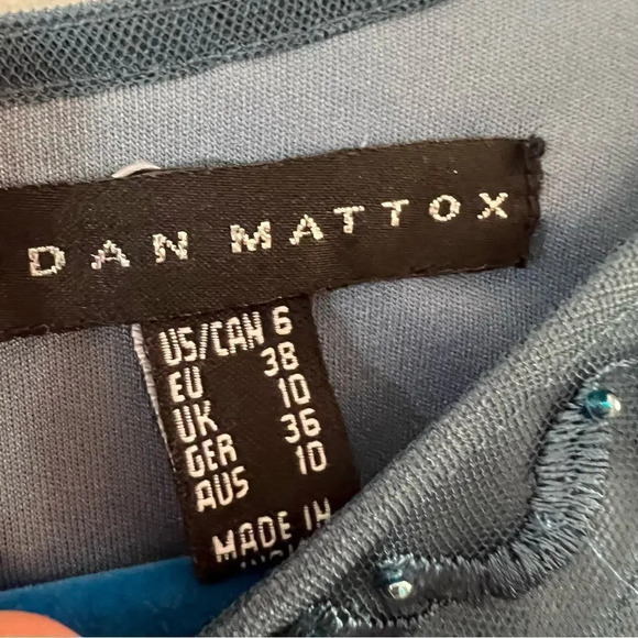 Aidan Mattox Blue Beaded Sheath Dress Size 6 Bridesmaid‎ Wedding Party Cocktails - Picture 3 of 9